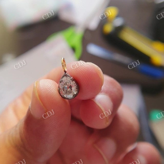 Georgian 8.5x6.5mm Pear Cut Moissanite Pendant  customdiamjewel   