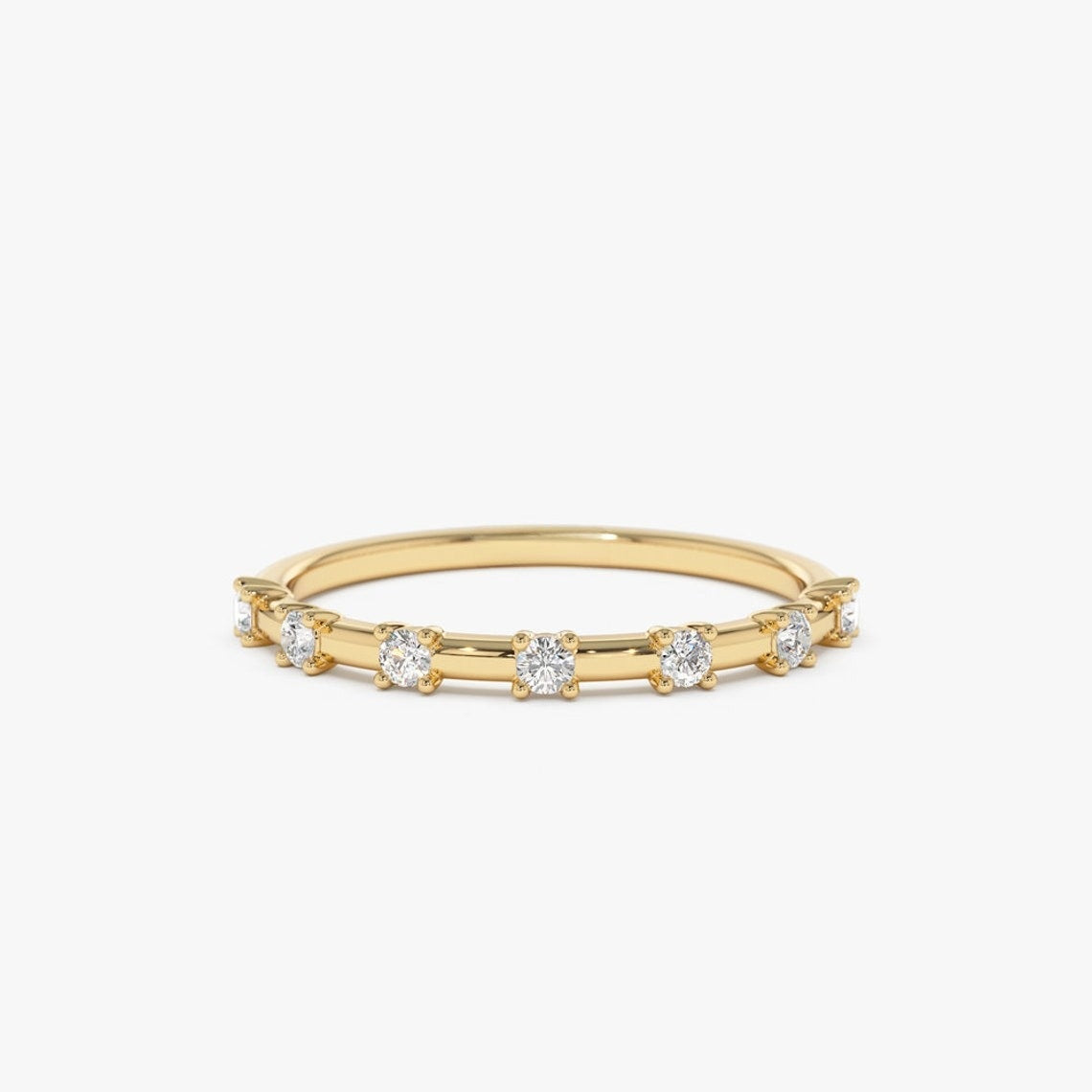 0.20CTW Round Cut Natural Diamond Yellow Gold Stackable Band  customdiamjewel 10KT Yellow Gold VVS-EF