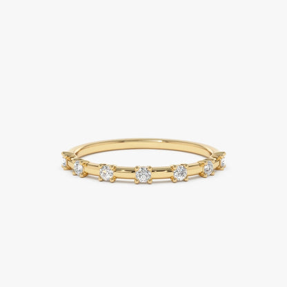 0.20CTW Round Cut Natural Diamond Yellow Gold Stackable Band  customdiamjewel 10KT Yellow Gold VVS-EF