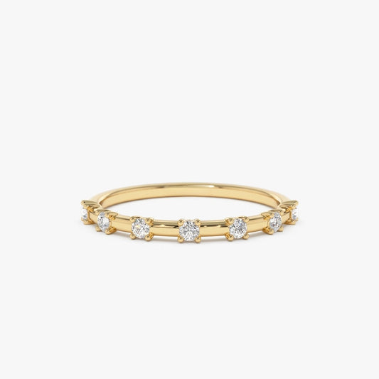 0.20CTW Round Cut Natural Diamond Yellow Gold Stackable Band  customdiamjewel 10KT Yellow Gold VVS-EF