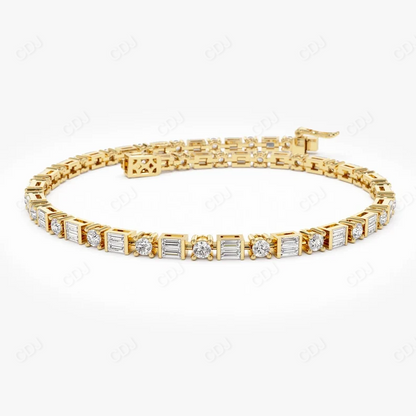 2.40CTW Moissanite Round Tennis Diamond Bracelet  customdiamjewel Sterling Silver Yellow Gold VVS-EF
