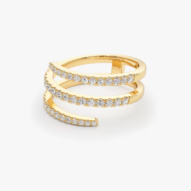14k Gold Natural Diamond Spiral Wedding Ring  customdiamjewel   