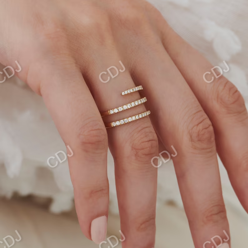 14k Gold Natural Diamond Spiral Wedding Ring  customdiamjewel   