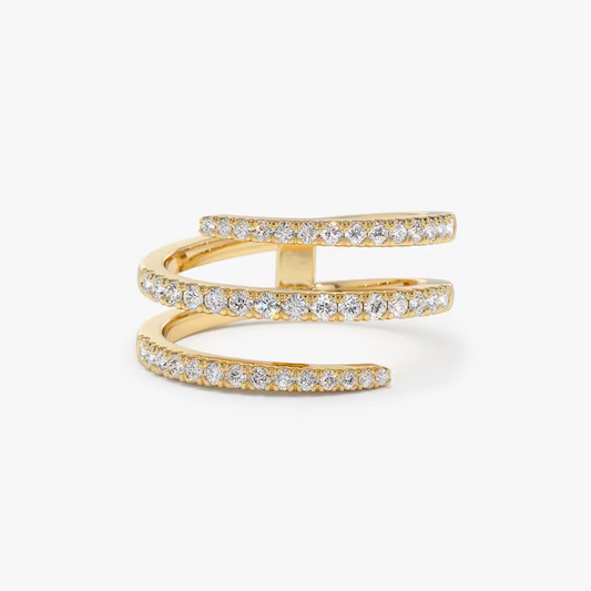 0.58CTW Spiral Lab Grown Diamond Wedding Band  customdiamjewel Sterling Silver Yellow Gold VVS-EF