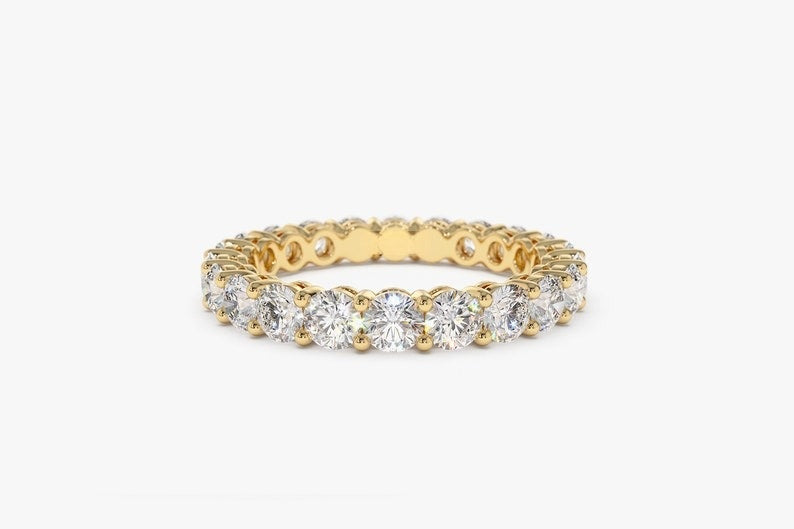 2.25CTW Round Cut Natural Diamond Solid Gold Wedding Band  customdiamjewel 10 KT Solid Gold Yellow Gold VVS-EF