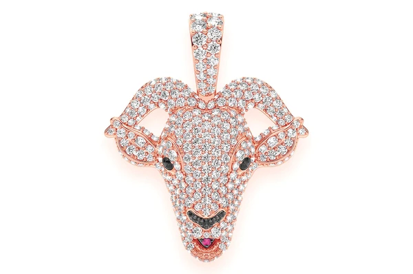 Goat Head Diamond Iced Out Gold Pendant customdiamjewel