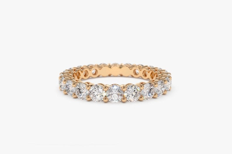 2.25CTW Round Cut Natural Diamond Solid Gold Wedding Band  customdiamjewel 10 KT Solid Gold Rose Gold VVS-EF