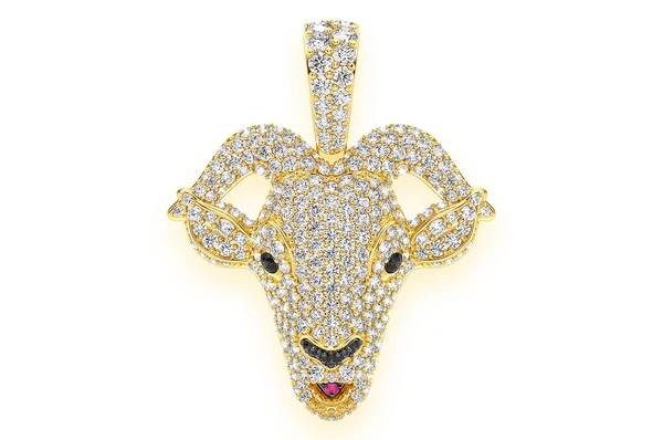 Goat Head Diamond Iced Out Gold Pendant customdiamjewel
