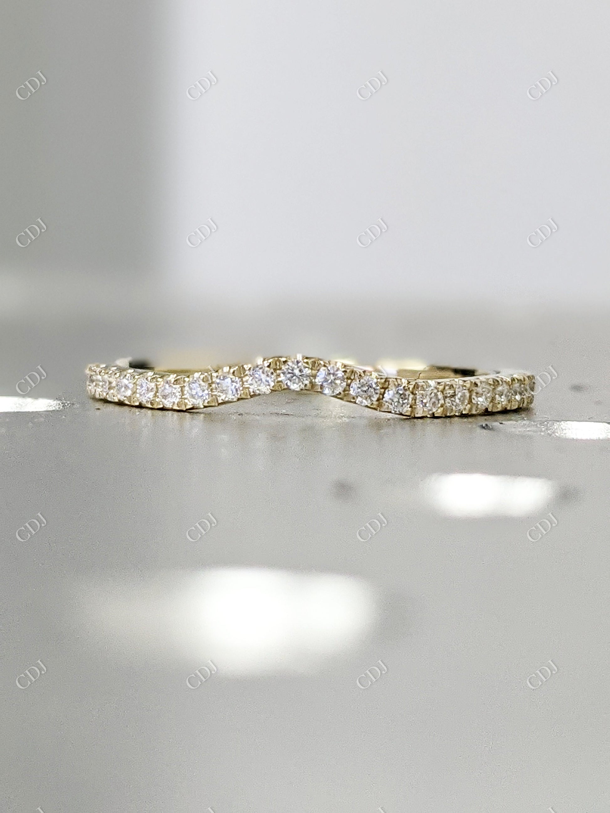 0.18CTW CVD Diamond Curved 14K Yellow Gold Stackable Wedding Band  customdiamjewel   