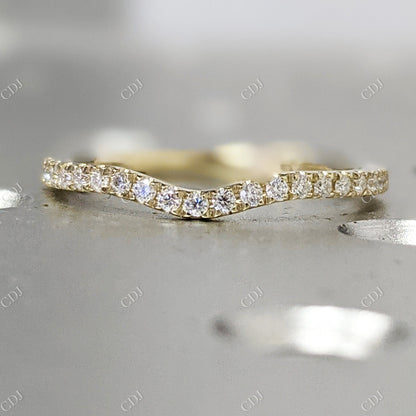 0.18CTW CVD Diamond Curved 14K Yellow Gold Stackable Wedding Band  customdiamjewel 10KT Yellow Gold VVS-EF