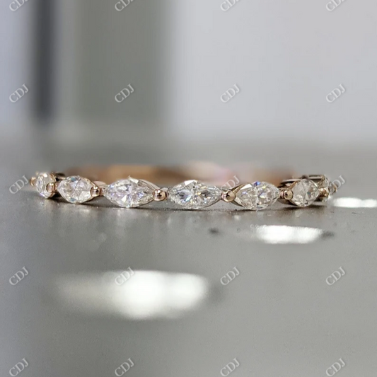 Marquise Cut Moissanite Half Eternity Wedding Band  customdiamjewel 10KT Rose Gold VVS-EF