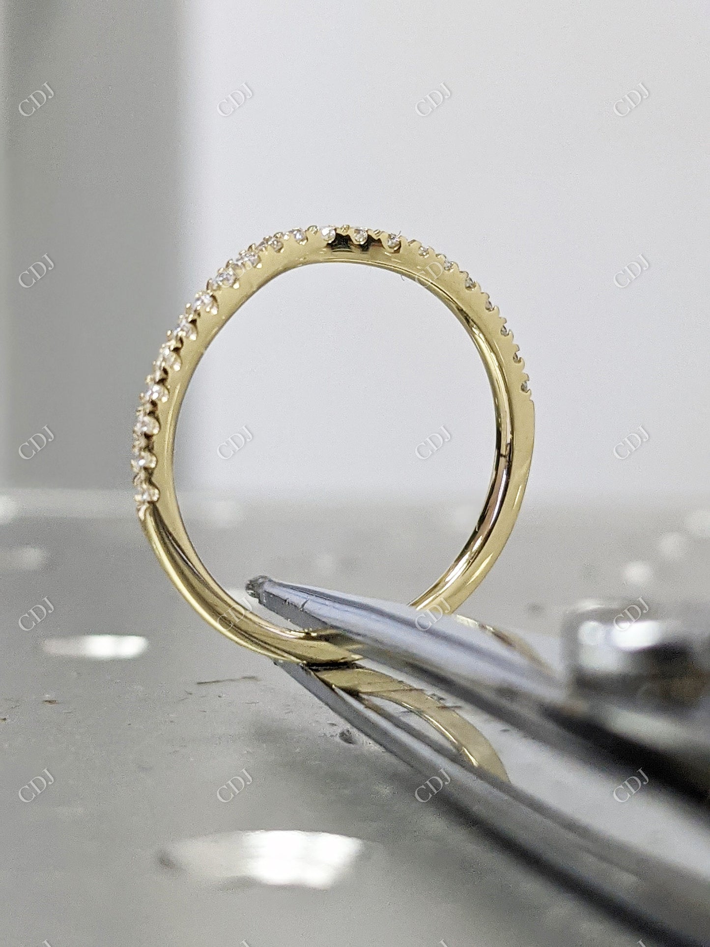 0.18CTW CVD Diamond Curved 14K Yellow Gold Stackable Wedding Band  customdiamjewel   