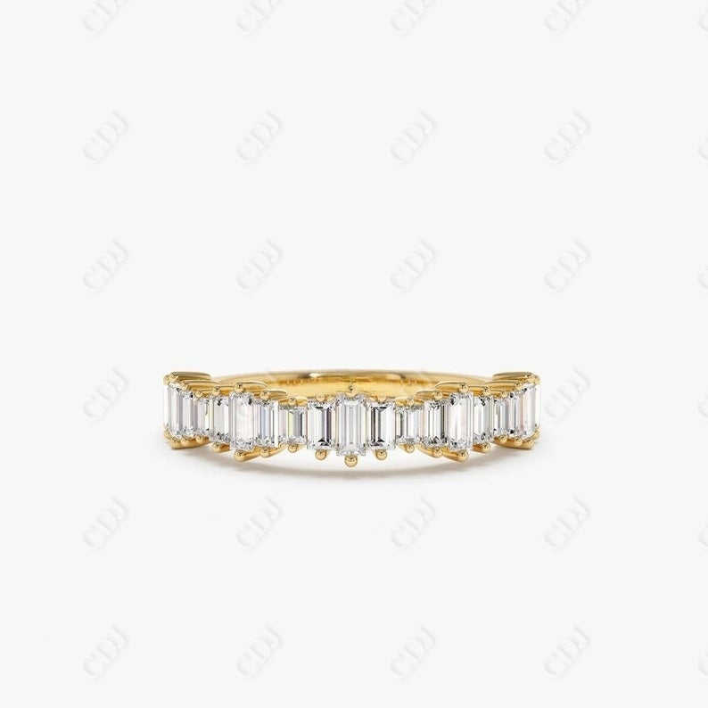 0.79CTW Lab Grown Baguette Diamond Stackable Band  customdiamjewel 10KT Yellow Gold VVS-EF