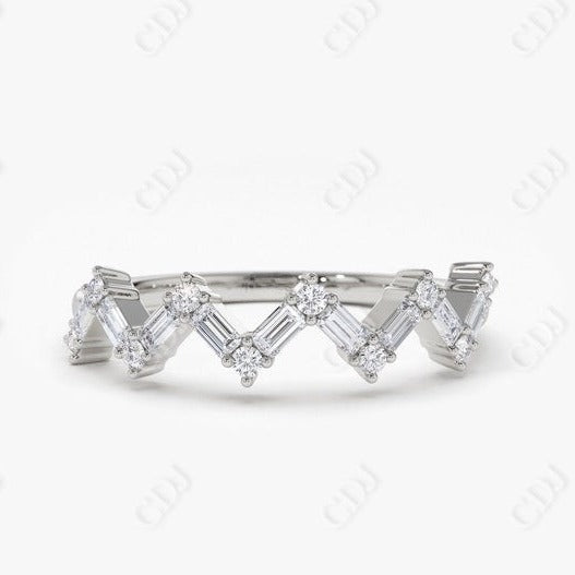 0.38CTW Lab Grown Baguette and Round Diamond Stackable Band  customdiamjewel 10KT White Gold VVS-EF
