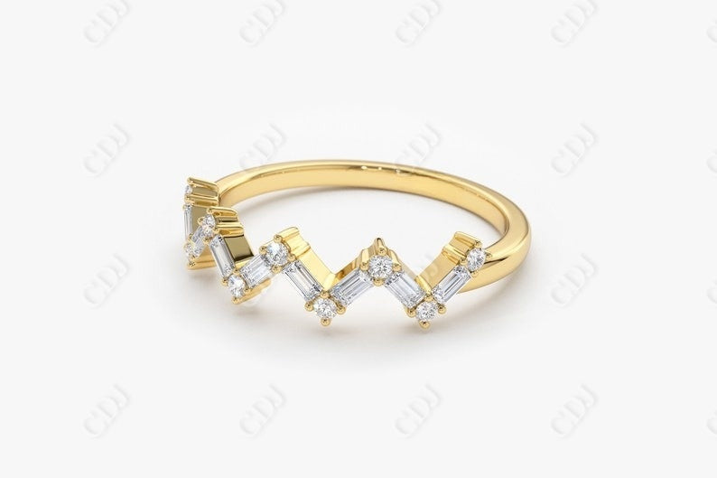 0.38CTW Lab Grown Baguette and Round Diamond Stackable Band  customdiamjewel   