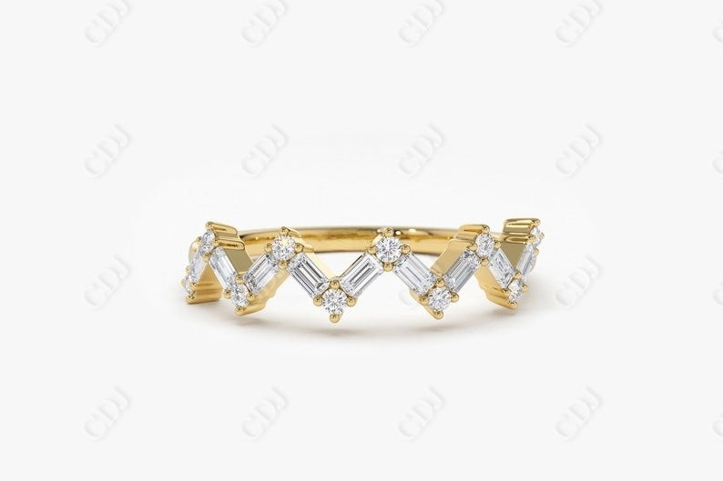 0.38CTW Lab Grown Baguette and Round Diamond Stackable Band  customdiamjewel 10KT Yellow Gold VVS-EF