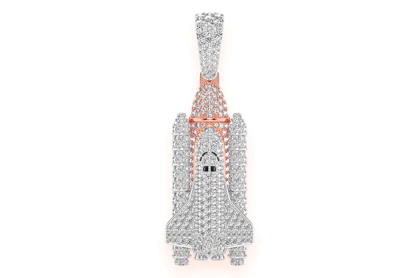 3.00CTW Spaceship Diamond Gold Pendant customdiamjewel