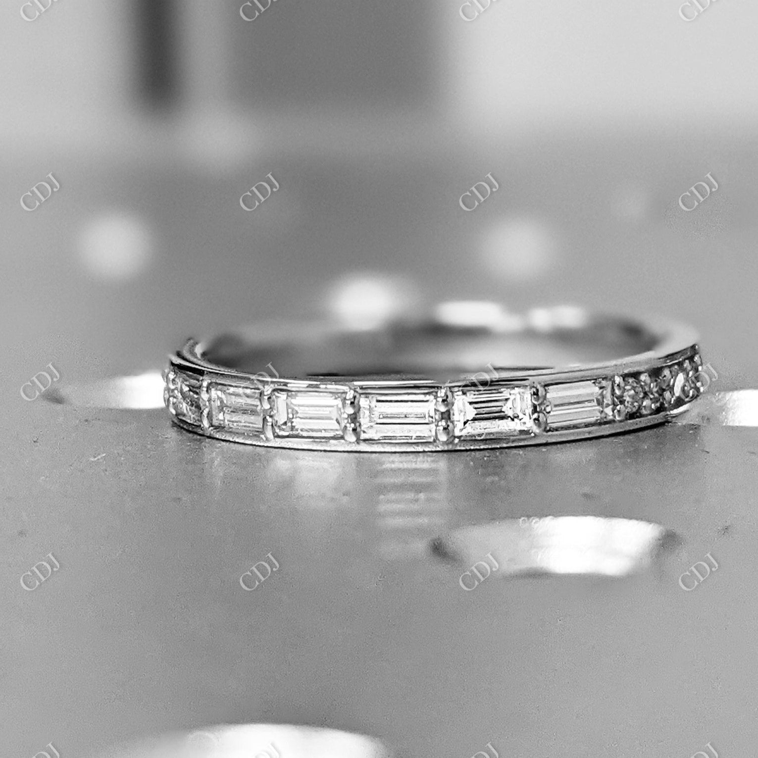 0.34CT Baguette Diamond Stackable Ring  customdiamjewel 10 KT White Gold VVS-EF
