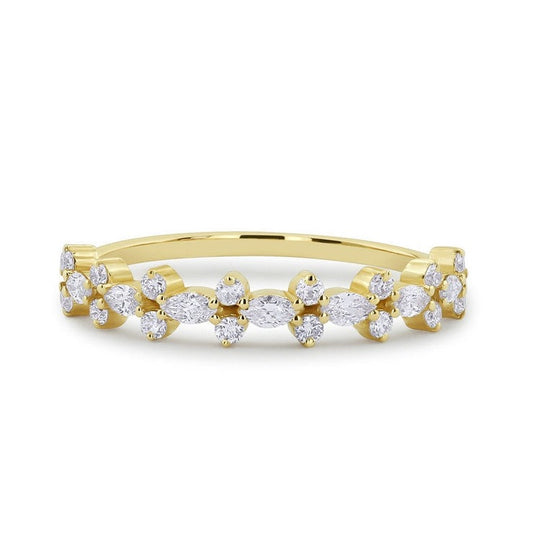 0.40CTW Marquise And Round Cut Natural Diamond Half eternity Band  customdiamjewel 10 KT Solid Gold Yellow Gold VVS-EF