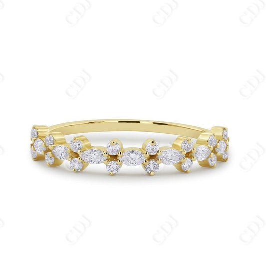 0.40CTW Lab Grown Marquise and Round Diamond Wedding Band  customdiamjewel 10KT Yellow Gold VVS-EF
