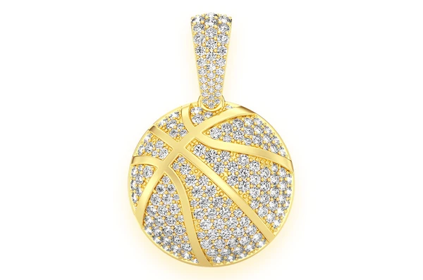 2.00CTW Round Diamond Basketball Gold Pendant customdiamjewel