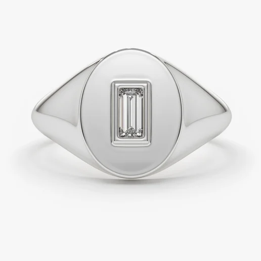 0.13CTW Bezel Set Baguette Lab Grown Diamond Ring  customdiamjewel Sterling Silver White Gold VVS-EF