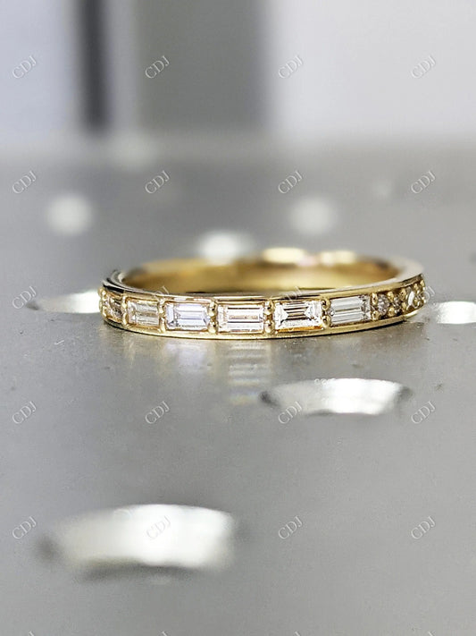 0.34CT Baguette Cut Lab Grown Diamond Half Eternity Wedding Band  customdiamjewel 10KT Yellow Gold VVS-EF