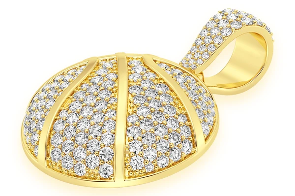 2.00CTW Round Diamond Basketball Gold Pendant customdiamjewel