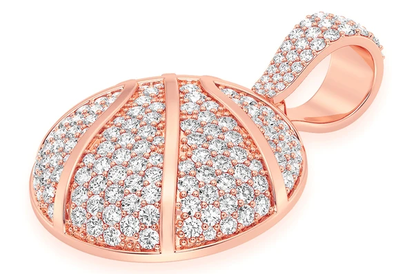 2.00CTW Round Diamond Basketball Gold Pendant customdiamjewel