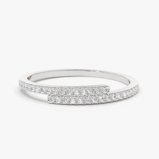 0.18CTW Cross Over Lab Grown Diamond Stackable Band  customdiamjewel Sterling Silver White Gold VVS-EF