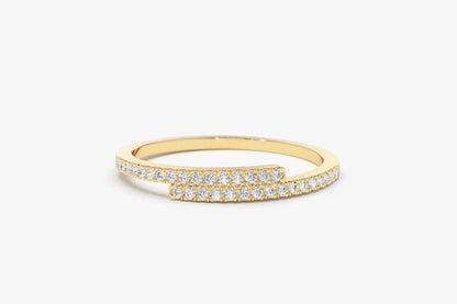 0.18CTW Cross Over Lab Grown Diamond Stackable Band  customdiamjewel Sterling Silver Yellow Gold VVS-EF