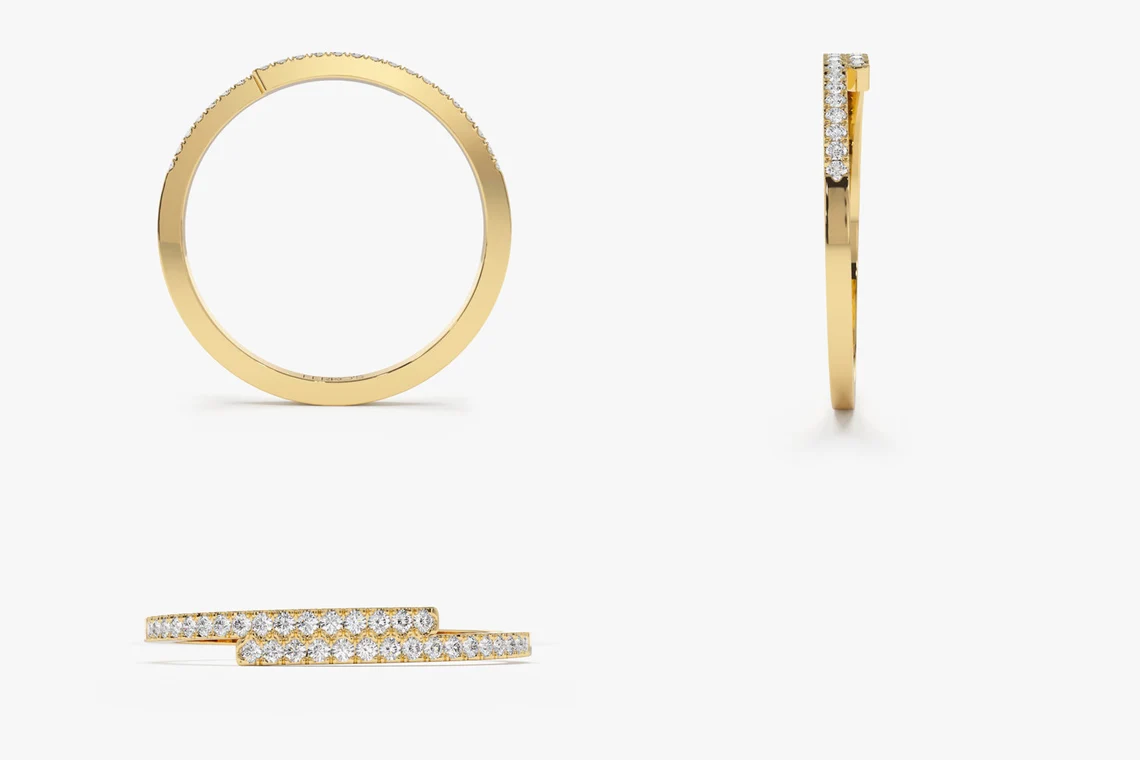 0.18CTW Cross Over Lab Grown Diamond Stackable Band  customdiamjewel   