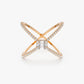 0.34CTW Round And Baguette Cut Natural Diamond Cress Cross Ring  customdiamjewel 10 KT Solid Gold Rose Gold VVS-EF