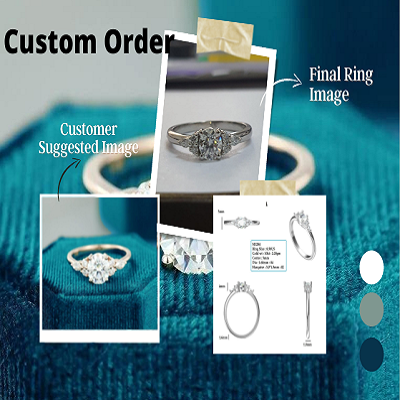 Round And Marquise Moissanite Engagement Ring  customdiamjewel   