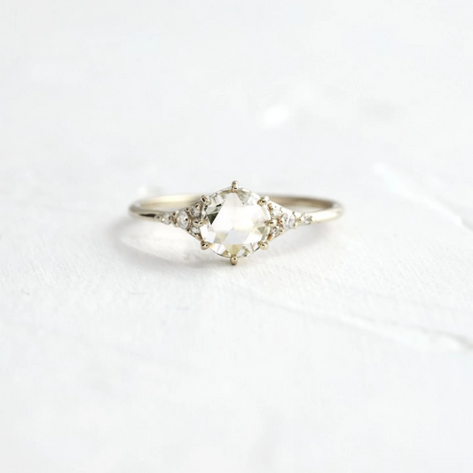 Classic Rose Cut Moissanite Wedding Ring  customdiamjewel Sterling Silver White Gold VVS-EF