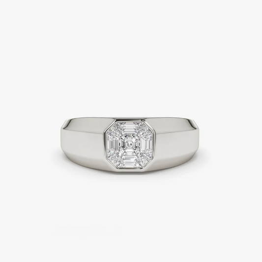 0.40CTW Asscher Cut Lab grown Diamond Engagement Ring  customdiamjewel Sterling Silver White Gold VVS-EF