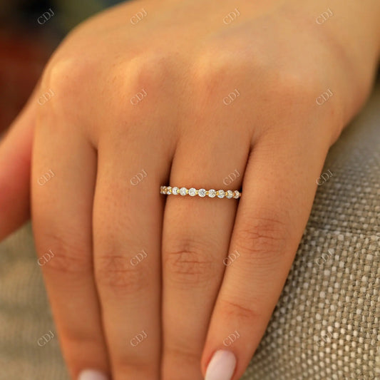 Floating Moissanite Yellow Gold Half Eternity Wedding Band  customdiamjewel 10KT Yellow Gold VVS-EF