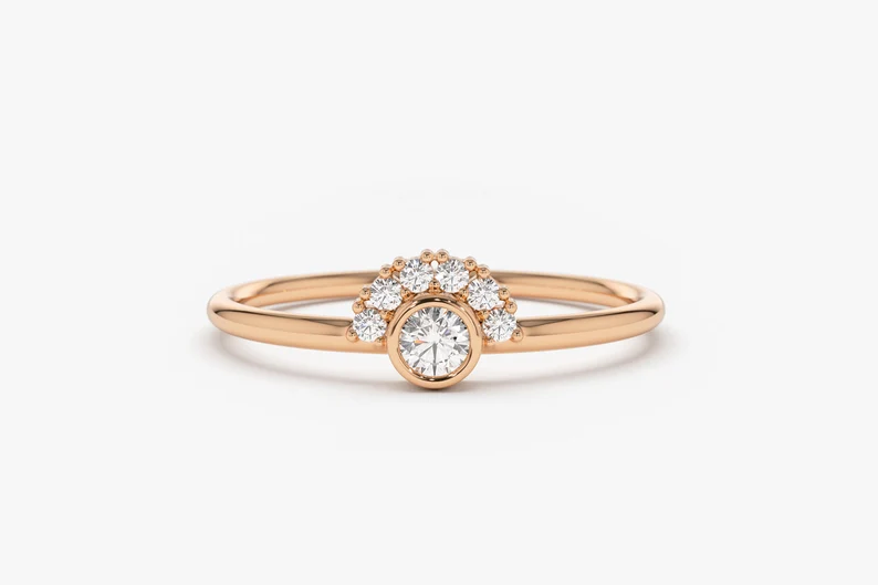0.14CTW Lab Grown Diamond Halo Set Cluster Engagement Ring  customdiamjewel 10KT Rose Gold VVS-EF