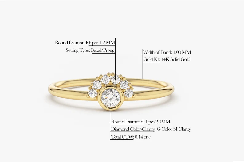 0.14CTW Lab Grown Diamond Halo Set Cluster Engagement Ring  customdiamjewel   