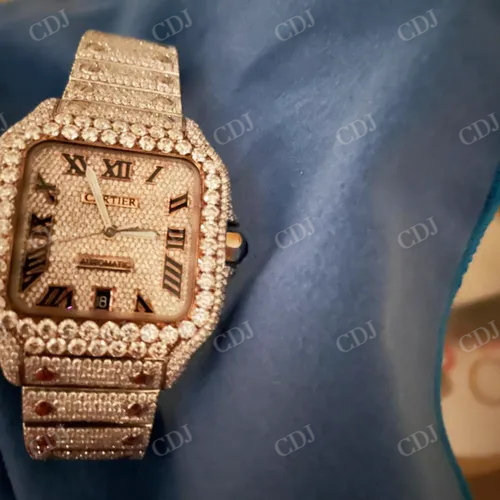 Yellow Gold Plated Diamond Cartier Studded Watch  customdiamjewel   
