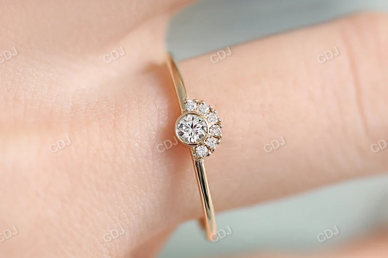 0.14CTW Lab Grown Diamond Halo Set Cluster Engagement Ring  customdiamjewel   