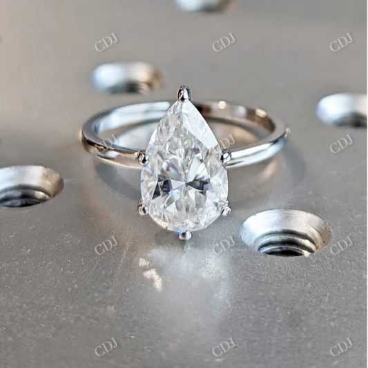 2.5CT Pear Cut Moissanite Solitaire Engagement Ring  customdiamjewel 10KT White Gold VVS-EF