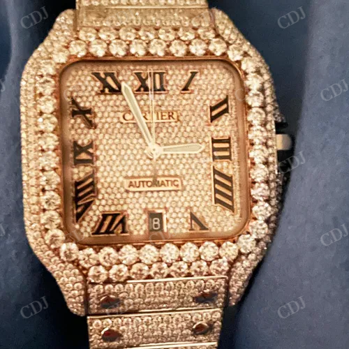 Yellow Gold Plated Diamond Cartier Studded Watch