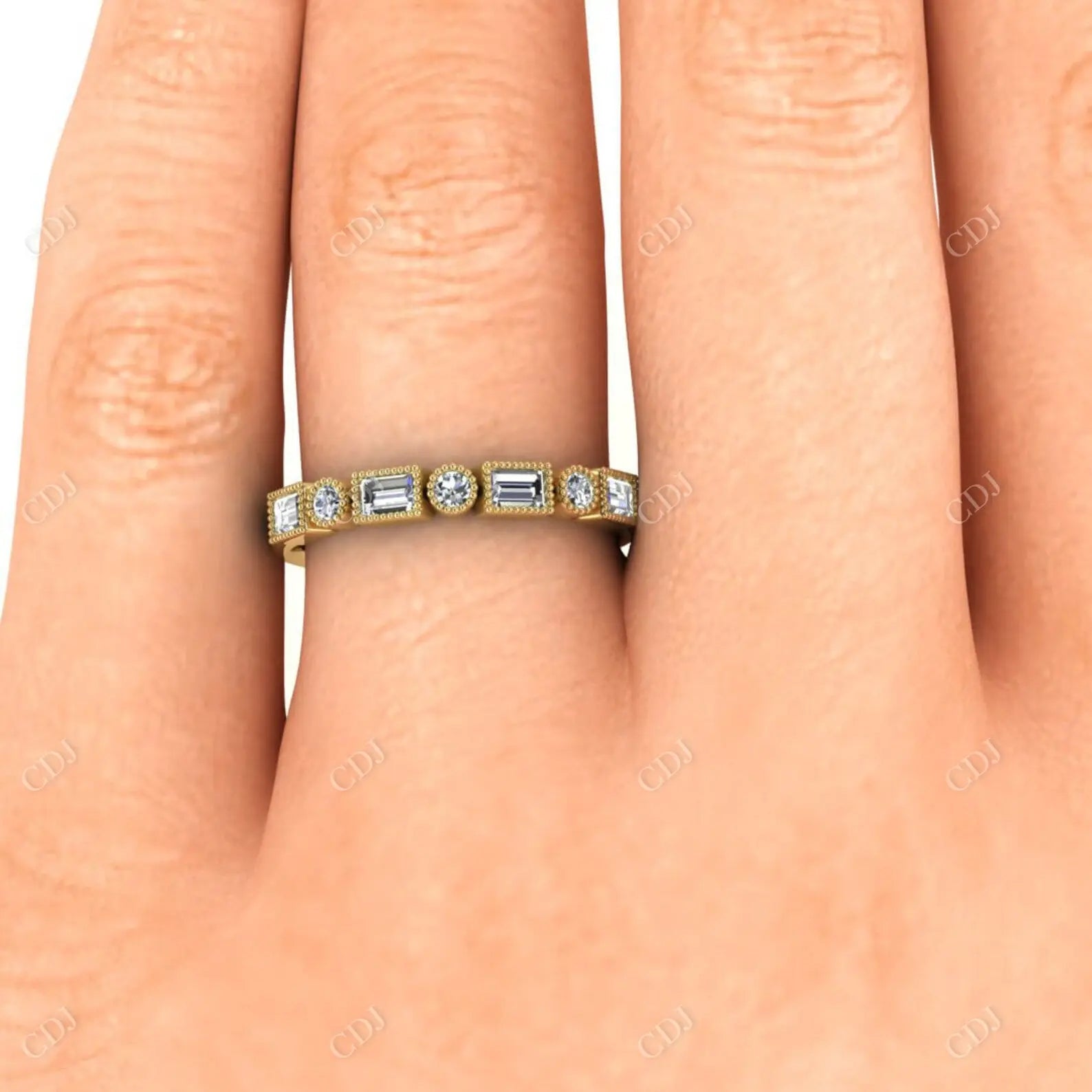 0.72CTW Ruby Round and Baguette Lab Grown Diamond Ring  customdiamjewel   