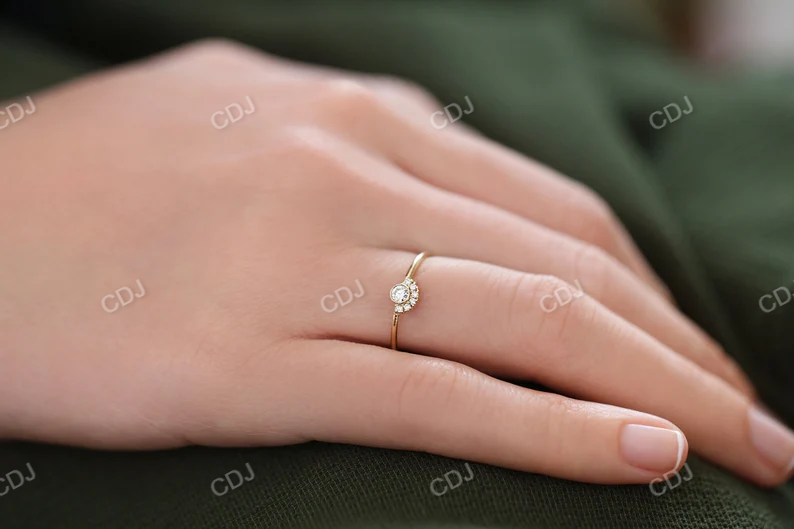 0.14CTW Lab Grown Diamond Halo Set Cluster Engagement Ring  customdiamjewel   