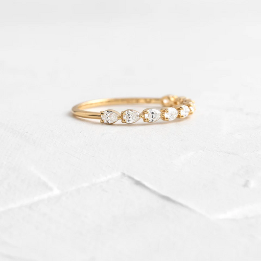 Natural Diamond 0.45CTW Pear Cut Wedding Band  customdiamjewel 10KT Yellow Gold VVS-EF