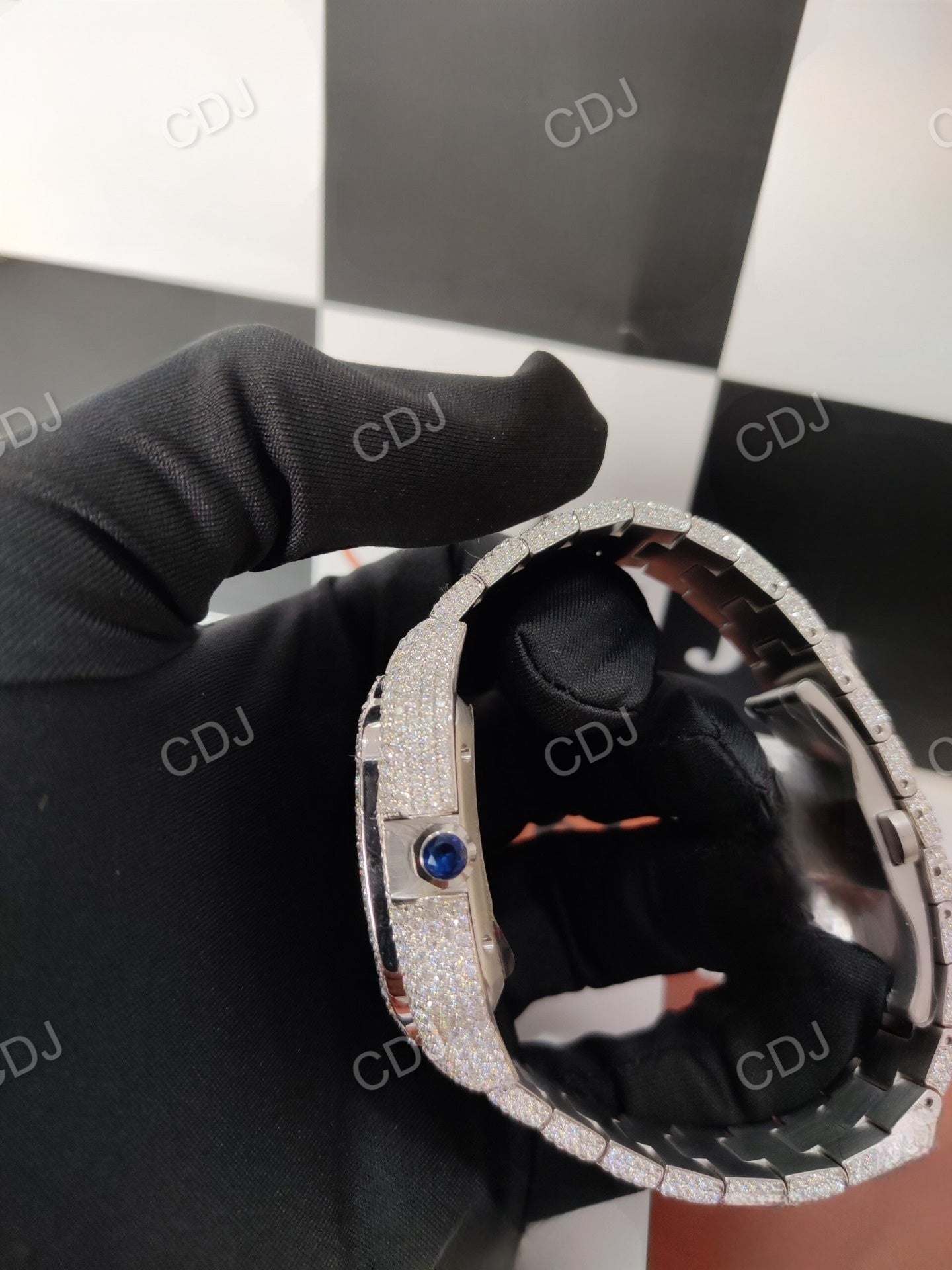 Cartier Santos Roman Dial Bustdown Wrist Watch customdiamjewel