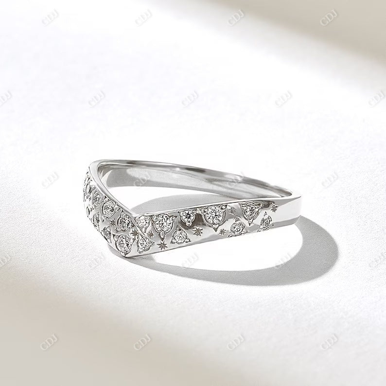 0.26CTW Round Cut Lab Grown Diamond Cluster Wedding Band  customdiamjewel 10KT White Gold VVS-EF