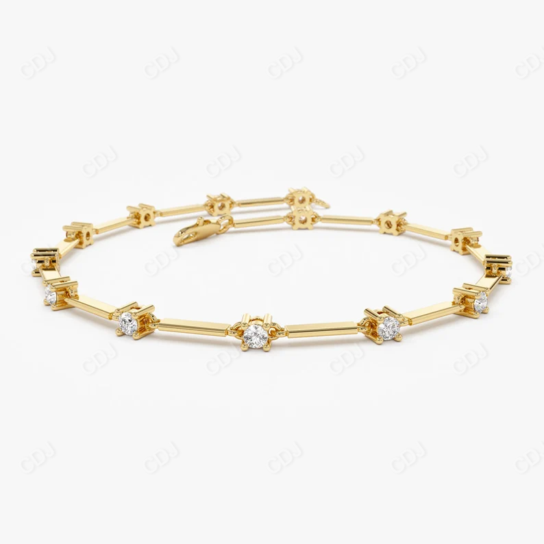 Moissanite Round Diamond Tennis Bracelet  customdiamjewel Sterling Silver Yellow Gold VVS-EF