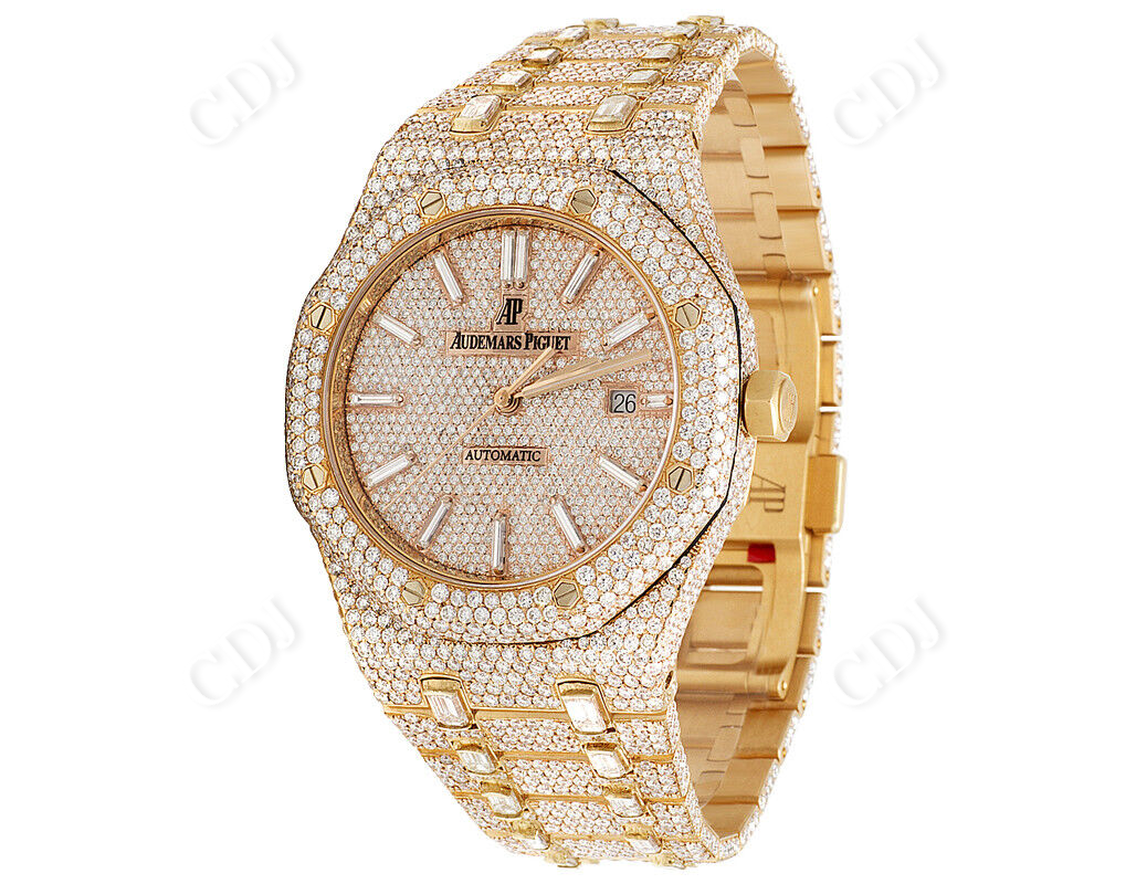 AP 18K Rose Gold Royal Oak 41MM Full Diamond Watch (34.75 CTW)